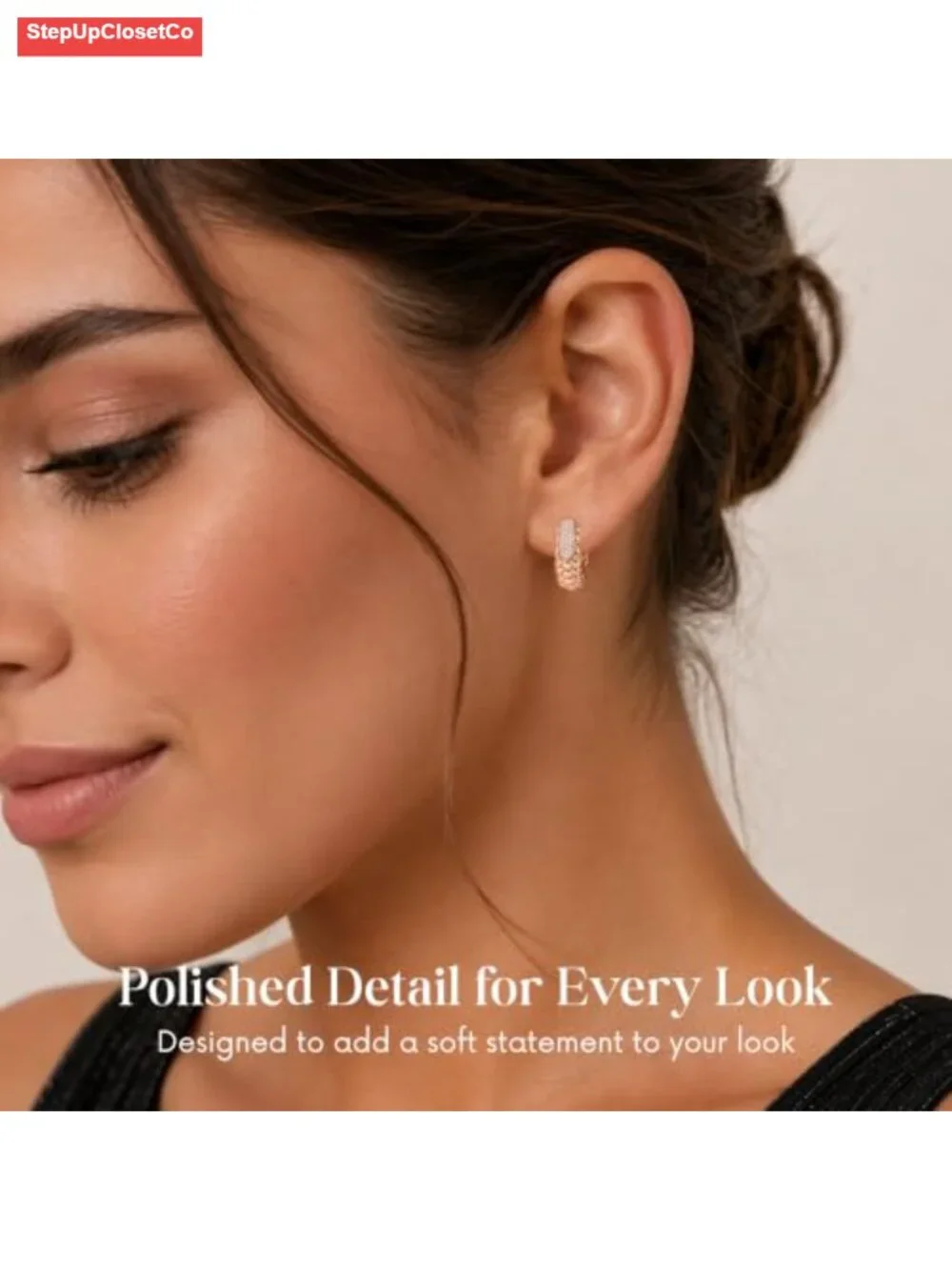 Huggie Hoop Earrings for Women - Cubic Zirconia Sparkle, Hinged Clasp,